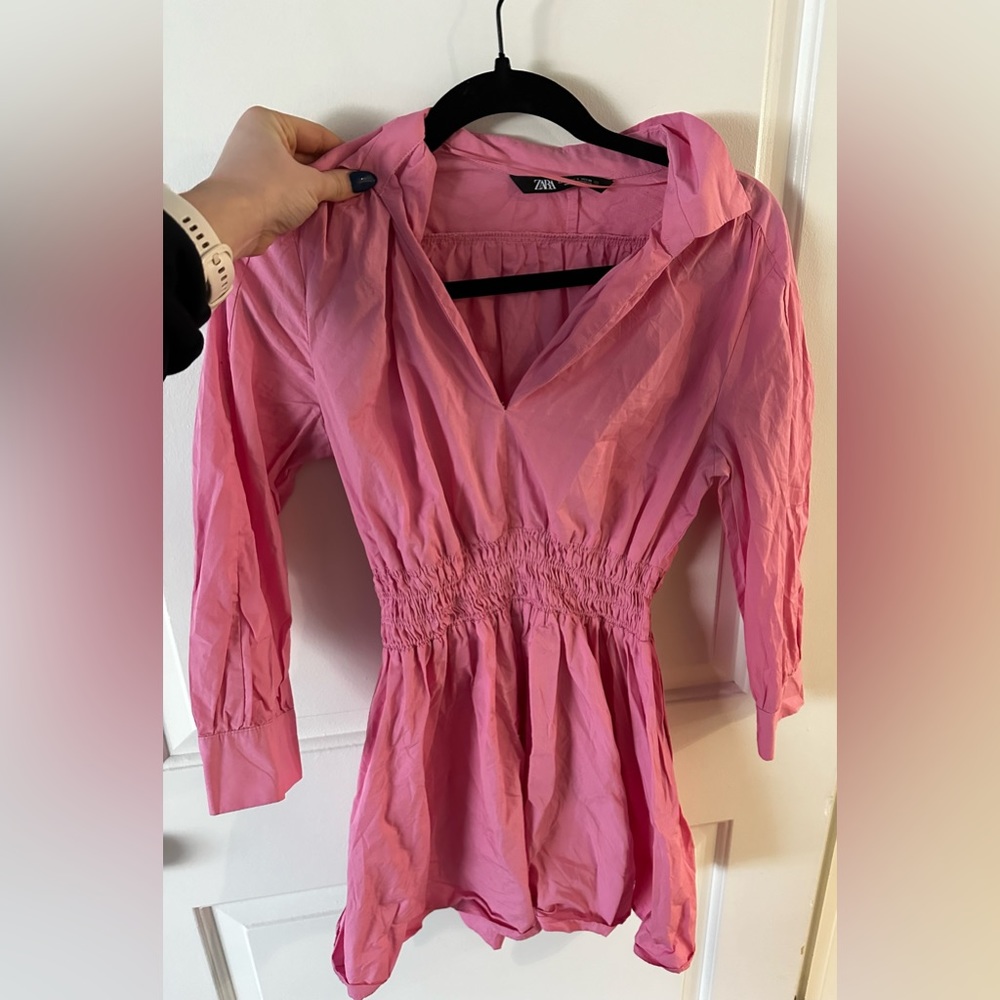 Zara Mini Pink Collared Dress
